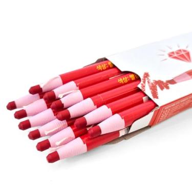 Imagem de COELO Peel Off China Marcadores vermelhos, pacote com 12 (dúzias), lápis de marcação de graxa, marcadores de cera de cor única, giz de cera para desenho, madeira, papel, tecido, plástico, canecas,