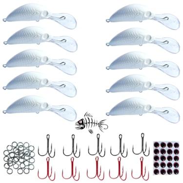Imagem de Mermaid Gear Kit de 10 peças, iscas de pesca de metal de 50 mm com ganchos agudos, iscas DIY em branco de 5 g para robalo Walleye Pike, anéis divididos incluídos, 6 cm (pérola)