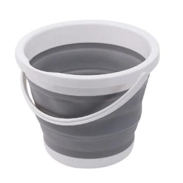 Imagem de Balde Dobrável 10 Litros Retrátil Silicone Flexível Limpeza Casa Lavan