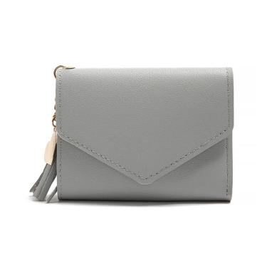 Imagem de Carteira Feminina Pequena Cinza Porta Cartões Documentos Pu
