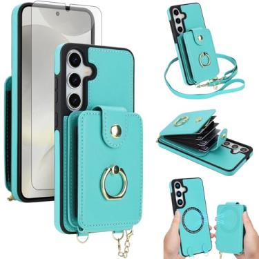 Imagem de Capa de telefone para Samsung Galaxy S24 Plus/S25 Plus S24+ S25+ 5G capa carteira magnética destacável e protetor de tela anel suporte compatível com bloqueio de RFID MagSafe S24Plus S25Plus para