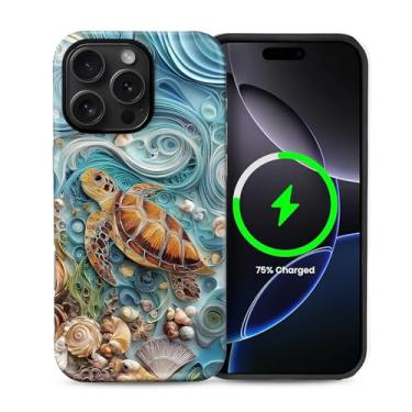 Imagem de ZHEGAILIAN Capa 2 em 1 para iPhone 16 Pro Max 6,1 polegadas, compatível com MagSafe à prova de choque antiderrapante com capa de proteção de corpo inteiro, design de impressão fashion fosco