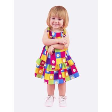 Imagem de Vestido Infantil Estampado Menina Lala Margarida Quadriculad, Colorido