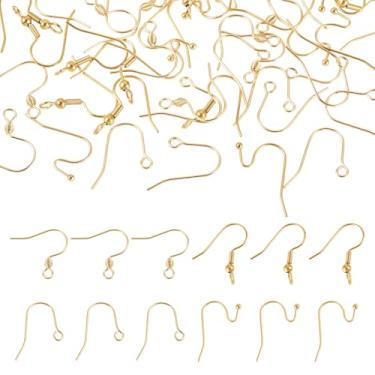 Imagem de 40 peças 304 ganchos de brinco de aço inoxidável 4 estilos de fio de orelha com laço vertical para brinco faça você mesmo joias suprimentos pino: 0,7 mm cor de metal