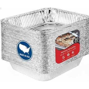 Imagem de Stock Your Home Bandejas de alumínio descartáveis feitas nos EUA, 22 x 33 cm (pacote com 30) - Panelas profundas de mesa a vapor de meio tamanho - Formas de folha de estanho ótimas para cozinhar
