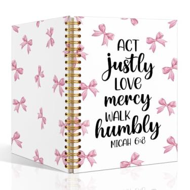 Imagem de SRWNFOS Act Justly Love Mercy Walk Caderno espiral forrado humil, 160 páginas, caderno cristão de capa dura para amantes de arcos, MICAH 6:8 Diário de oração, versículo bíblico religioso