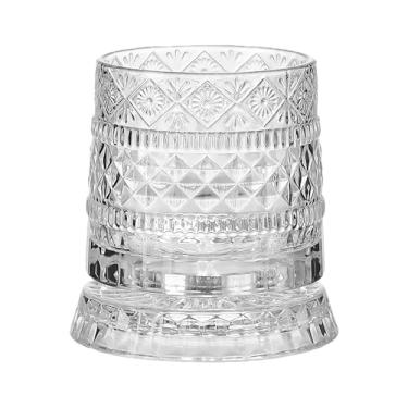 Imagem de Hamosky Copo de uísque rotativo de 360 graus, capacidade de 201-300 ml, copos de vinho, copo de vidro de cristal de coquetel, 10,5 x 9,3 cm, com mecanismo de equilíbrio para festas de bar em casa