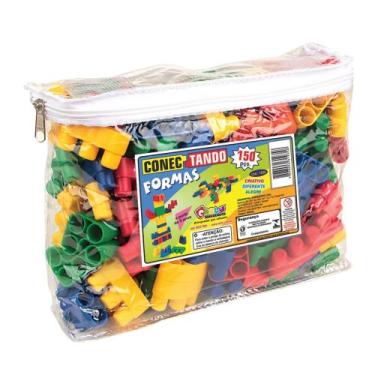 Imagem de Jogo Conectando Formas Carlu Blocos De Montar 150 Peças Colorido