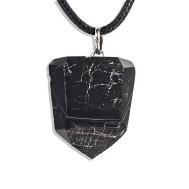 Imagem de Colar Ponta Turmalina Preta Pedra Natural 20mm Pino Prata 950 - Crista