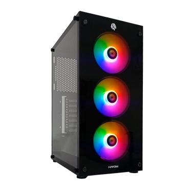 Imagem de Gabinete Gamer HAYOM GB1769, Mid Tower3X Fans, Preto - GB.17.10.69-Unissex