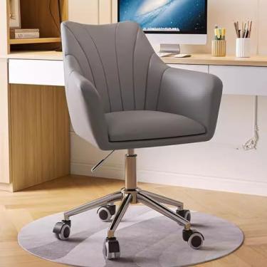 Imagem de AkosOL Poltrona giratória para escritório com rodas, cadeira de mesa Modn, rotação de 360°, altura ajustável, cadeira gonômica para casa, base de metal acolchoada confortável, cinza/B