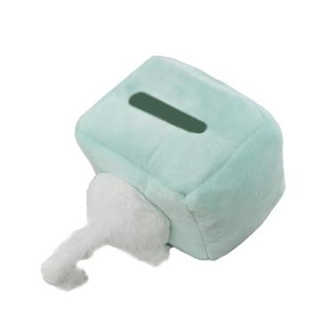 Imagem de WeiLaiKeQi Porta-lenços de papel em formato de bumbum de gato, decoração para casa, escritório, carro, balcão ou mesa, Azul