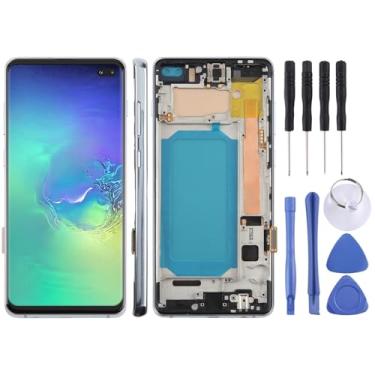 Imagem de Hiregolish Peças de reparo de tela, para Samsung Galaxy S10+ SM-G975F 6,4 polegadas TFT LCD digitalizador de tela conjunto completo com moldura, não suporta identificação de impressão digital (azul)
