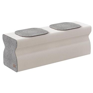 Imagem de Banqueta dobrável moderna de papel artesanal com almofadas, cadeira portátil para armazenamento de sapatos, móveis elegantes para sala de estar, quarto, estudo (branco, 80 x 31 x 36,5 cm)