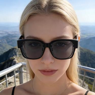 Imagem de Óculos de sol de encaixe para óculos de grau, proteção solar e direção, armação grande, unissex, armação preta com lentes cinza