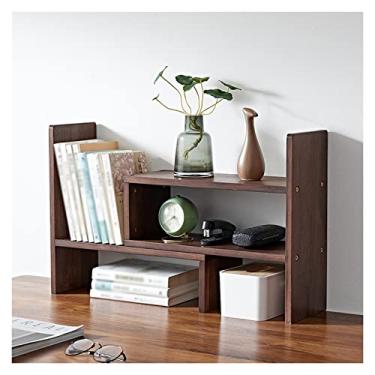 Imagem de Armário de arquivo expansível de mesa organizador de mesa de madeira rack de armazenamento de escritório ajustável prateleira de livros organizador de mesa (marrom) suporte de impressora escritório em