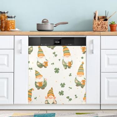 Imagem de ATTX Capa magnética de máquina de lavar louça de gnomos do Dia de São Patrício | Adesivo decorativo de eletrodomésticos de 58,4 cm x 66 cm para armários domésticos e eletrodomésticos #74