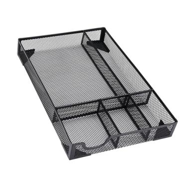 Imagem de Asixxsix Organizador de Gaveta para Mesa, Bandeja Organizadora de Gaveta com 5 Compartimentos 31,5 x 21, x 4, cm, em Malha Metálica com Almofadas de Borracha Antiderrapantes (Preto)