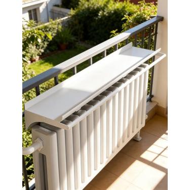 Imagem de Prateleira de radiador sem perfuração com barra de toalha – Protetor térmico que economiza espaço para sala de estar e quarto, 14 cm de largura, capa elegante sobre o radiador, organizador de 139,7 cm