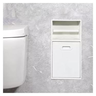 Imagem de Organizador de nicho de chuveiro embutido - Caixa de armazenamento multicamadas de aço inoxidável para papel higiênico e lixo, solução de prateleiras de fácil instalação para banheiros de hotel e casa