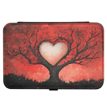 Imagem de Burbuja Caixa de joias de viagem com coração de dia dos namorados, presente para mulheres e meninas, estojo de joias portátil de couro PU organizador para brincos, anéis, colares e pulseiras