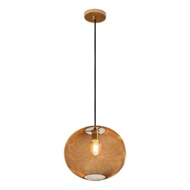 Imagem de Pendente Aramado Saturno 1 Lamp. E27 Dourado Gold 300X1000Mm