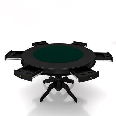 Imagem de Conjunto Mesa de Jogos Carteado Bellagio Tampo Reversível e 6 Cadeiras Madeira Poker Base Estrela PU Grafite/Preto G42 - Gran Belo