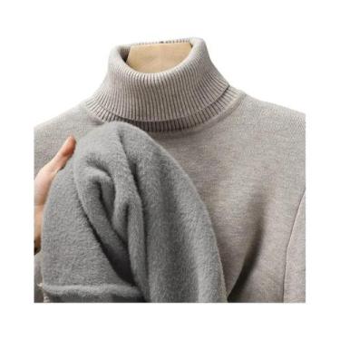 Imagem de Suéter Masculino Slim Fit De Manga Longa Com Gola Alta, Anti-Pilling, 