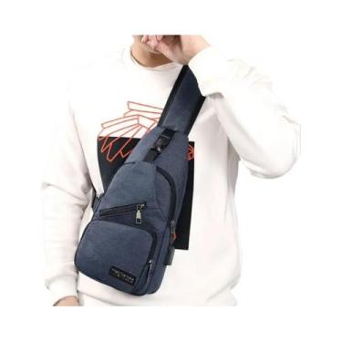 Imagem de Bolsa De Peito Inteligente USB Masculina, Mochila Transversal De Lona,