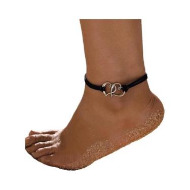 Imagem de Tornozeleira Fina Com Corrente Dupla Vazada Em Formato De Coração, Est