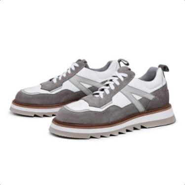Imagem de Tênis Tratorado Até 46 Avalon Reverse Couro Cinza | Branco-Masculino