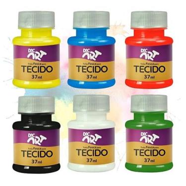 Imagem de Kit com 6 Cores Tinta Fosca para Tecido 37ML DAC