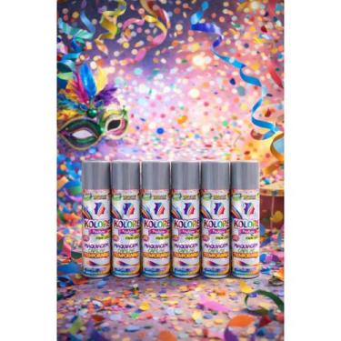 Imagem de Kit 6 Tintas Spray Divertida Para Cabelo Fashion Prata 125ml/55g Axé B