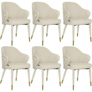 Imagem de Kit 6 Cadeiras De Jantar Estofada Milano Design Italiano Com Encosto E