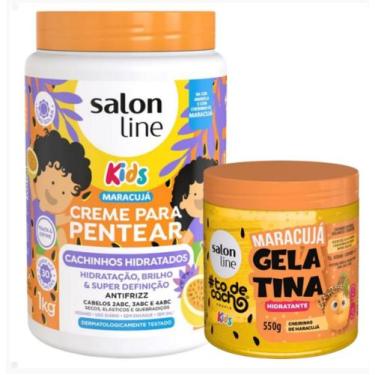 Imagem de Kit Salon Line Kids: Creme de Pentear e Gelatina Melão ou Maracujá, Ma