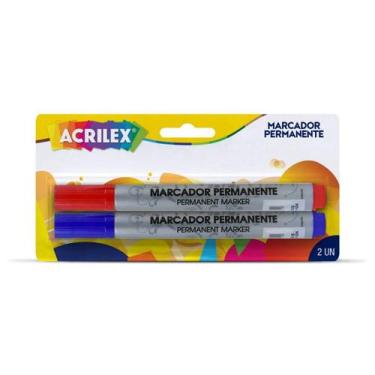 Imagem de Kit Marcador Permanente Acrilex com 2 Cores - Escolha o kit, Vemelho, 