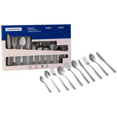 Imagem de Faqueiro Tramontina Inox 100 Peças - Malibu, Prata, 100 Peças