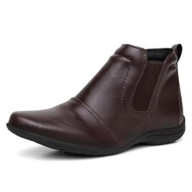 Imagem de Bota Botinha Rasteira Feminina Cano Curto Ajuste Elastico Calce Facil Sola Borracha Puxador Traseiro-Feminino