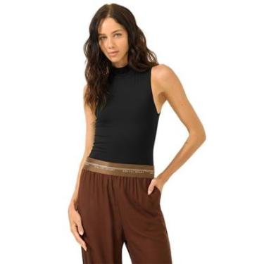 Imagem de Regata Colcci Slim Gola Alta Preta Feminina-Feminino
