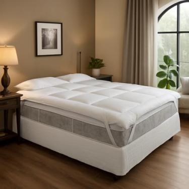 Imagem de Pillow Top King 140x190cm – 100% Fibra Siliconada com Tecido Percal de Algodão | Confor...
