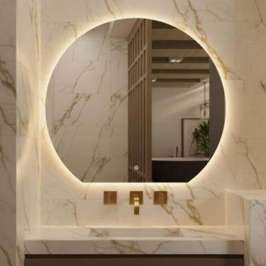 Imagem de Espelhos led neutro 70 x 64 cm Decorativo flutuante retro iluminado lu