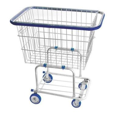 Imagem de Kit 2 Carrinhos de Compras para Condomínio 140L com Borda em Borracha Preto Higipack