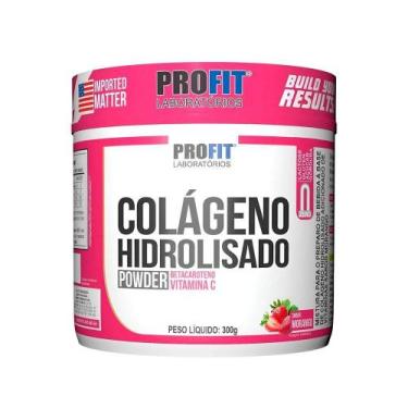Imagem de Colageno Hidrolisado Em Pó 300g Sabor Morango Profit