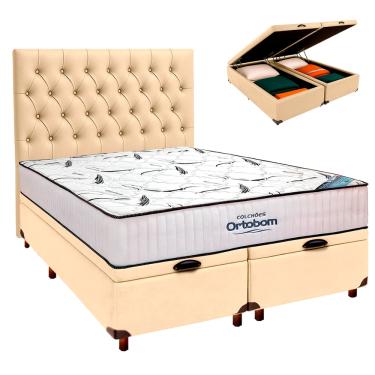 Imagem de Box Bau Blindado + Colchão Queen High Foam Ortobom + Cabeceira
