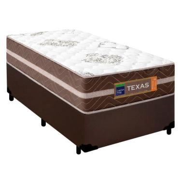 Imagem de Cama Box Solteiro Sintético + Colchão Molas Ensacadas Texas Prime Colchões 88cm - Supor...
