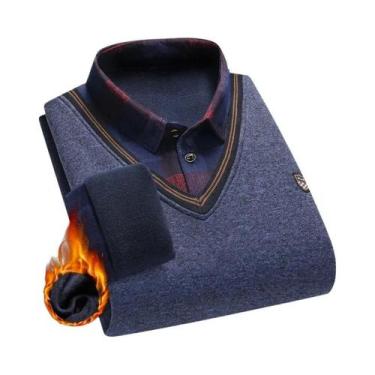 Imagem de Suéter Masculino De Fleece Plush, Pullover Casual Quente E Grosso Para