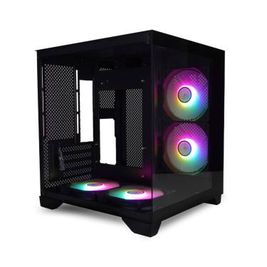 Imagem de Gabinete Matx Brazilpc Gamer Aquario Bpc-240 Preto Com 4 Cooler Arco Iris Sem Fonte