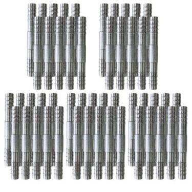 Imagem de Kit 50 Unidades Emenda Ar Condicionado Reta 8mm Alumínio - TUNDRA AUTO