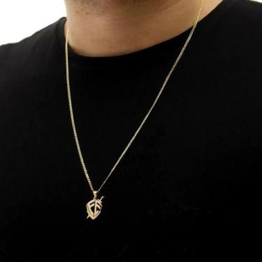 Imagem de Corrente Cordão Groumet Ouro 18k 750 Com Pingente Fé - Paulistana Joia