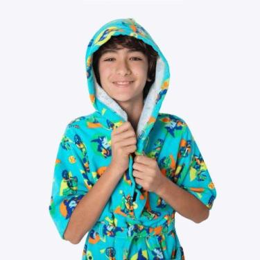 Imagem de Roupão de Banho Multibichos Juvenil Menino Puket 10500674 - Toque